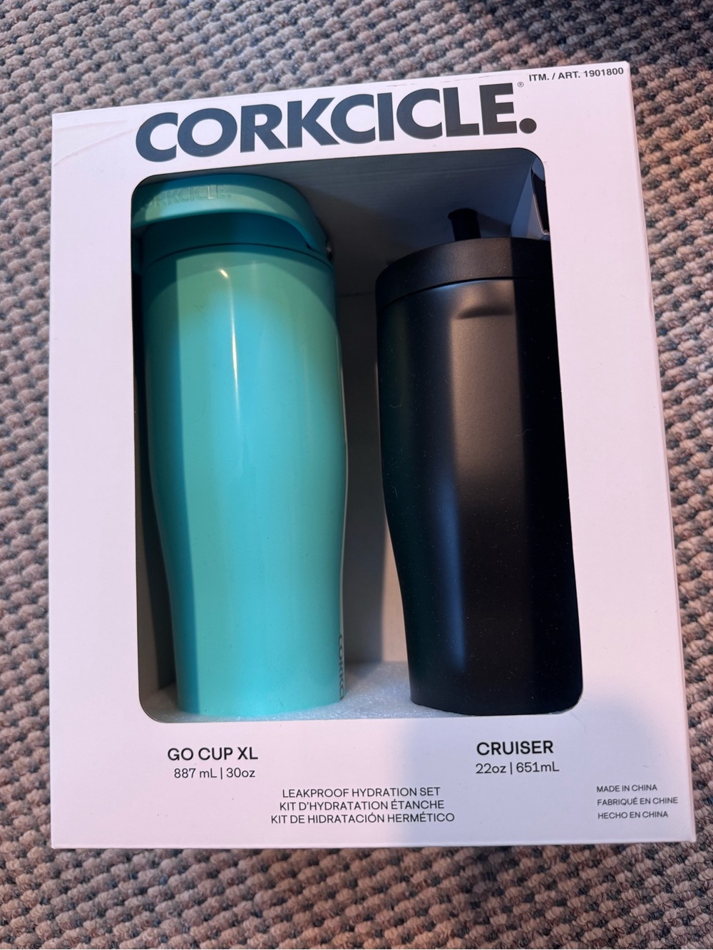 Corkcicle Aqua & Black GO Cup XL + Cruiser Set